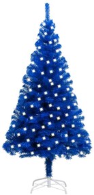 vidaXL Kunstkerstboom met LED's en standaard 120 cm PVC blauw