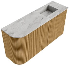 Mondiaz Joya DLux 80cm toiletmeubel ronding links oak met wastafel faye rechts 1 kraangat glace