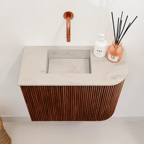 Mondiaz Joya DLux 50cm toiletmeubel ronding rechts ruby met wastafel faye links zonder kraangat opalo