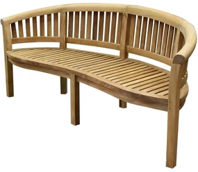 Bananen tuinbank 195 cm ronde rugleuning teak