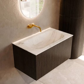 Mondiaz Kurve-dlux 80cm badmeubel shadow met 1 lade en wastafel big small midden zonder kraangat opalo