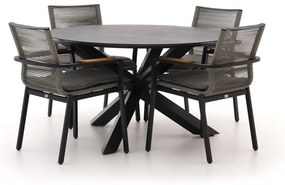 + 10% kassakorting | Diningset Bellagio | 4 personen sintered stone | Tuinset stapelbaar | 5-delig | Kees Smit Tuinmeubelen