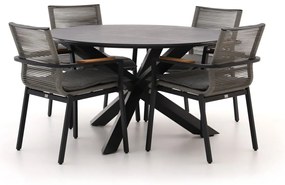 Diningset Bellagio  | 4 personen sintered stone | Tuinset stapelbaar | 5-delig | Kees Smit Tuinmeubelen