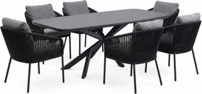 Sayanora Brightling dining tuinset 240x110xH74 cm 7 delig antraciet keramiek