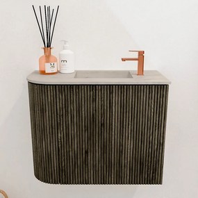 Mondiaz Joya DLux 50cm toiletmeubel ronding links shadow met wastafel faye rechts 1 kraangat opalo