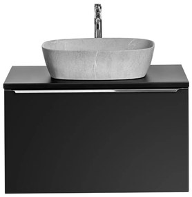 Comad Santa Fe Black badkamermeubel 80cm zwart mat met mat grijze waskom