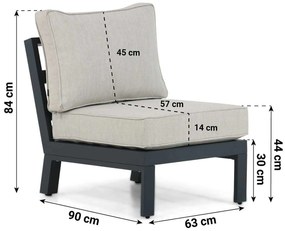 Hoek loungeset 6 personen Aluminium/Polywood (teakfinish) Grijs  Lifestyle Garden Furniture Bilbao