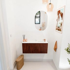 Mondiaz Joya 90cm toiletmeubel ruby met wastafel faye rechts 1 kraangat talc