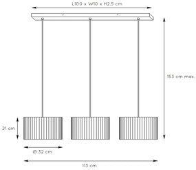 Lucide Magius hanglamp 113x32cm E27 rotan