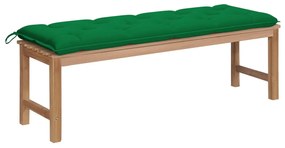 vidaXL Tuinbank met groen kussen 150 cm massief teakhout