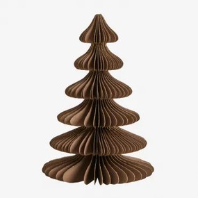 Navira Papieren Kerstbomen Set Van 3 ↑15 Cm & Karamelbruin Met Gouden Rand - Sklum