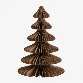 Navira Papieren Kerstbomen Set Van 3 Karamelbruin Met Gouden Rand & ↑15 Cm - Sklum