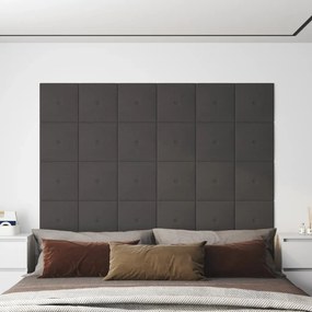 vidaXL Wandpanelen 12 st 1,08 m² 30x30 cm stof donkergrijs