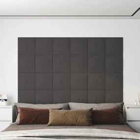 vidaXL Wandpanelen 12 st 1,08 m² 30x30 cm stof donkergrijs