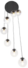 Art deco hanglamp zwart 7-lichts - Pallon