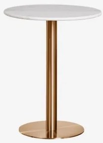 Ronde Bartafel Van Natuurlijk Steen Xiren Ø60 Cm & Nero Marquina Marmer - Gletsjerwit - Sklum