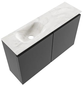 Mondiaz Ture DLux toiletmeubel 80cm dark grey met wastafel ostra links zonder kraangat