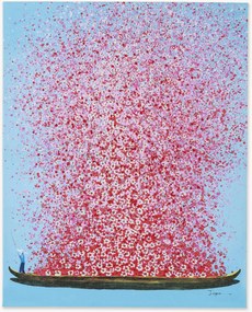 Handafgewerkt canvasdoek Flower