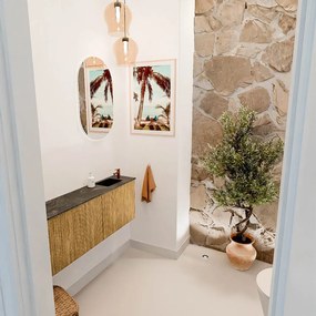 Mondiaz Joya DLux 110cm toiletmeubel ronding links oak met wastafel faye rechts 1 kraangat lava