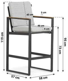 Barstoel Aluminium Grijs-antraciet Lifestyle Garden Furniture Faro