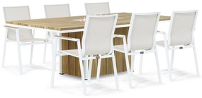 Tuinset 6 personen 220 cm Aluminium/textileen Wit Lifestyle Garden Furniture Fiora/Seaside