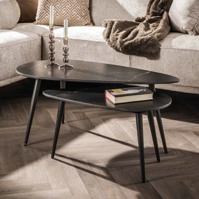 Salontafel Set Zwart Keramiek - 100 X 50cm.