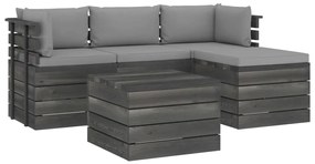 vidaXL 5-delige Loungeset met kussens pallet massief grenenhout