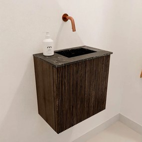 Mondiaz Joya DLux 40cm toiletmeubel walnut met wastafel faye rechts zonder kraangat lava