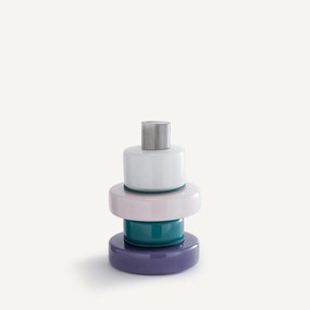 Vaas met 4 ringen van geblazen glas, H25 cm, Maveo