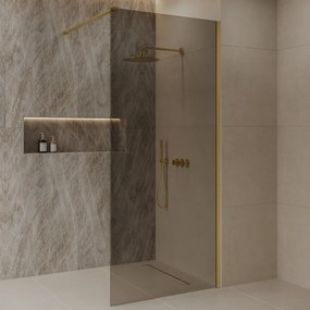 Best Design Dalis inloopdouche 80cm geborsteld messing met mokka glas
