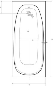 Badstuber Linea badkuip 150x70cm wit