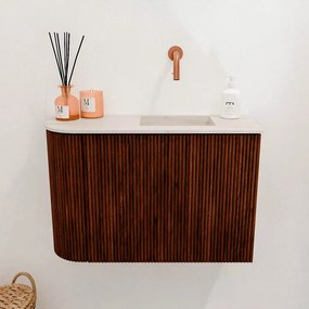 Mondiaz Joya DLux 60cm toiletmeubel ronding links ruby met wastafel faye rechts zonder kraangat meli