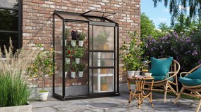 Vitavia Ida muurserre - 0,9m² - met 4 mm polycarbonaat - Zwart