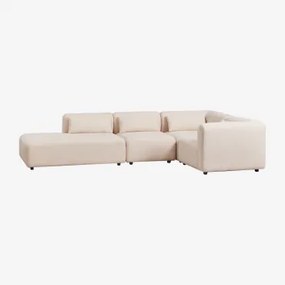 4-delige Modulaire Hoekbank Met Linker Divan Fogler Teddystof Crème Beige - Sklum