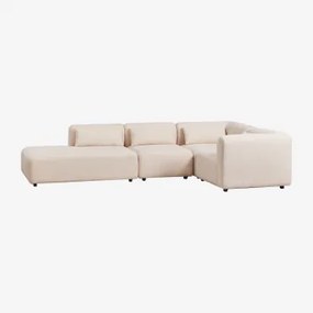 Fogler 4-delige Modulaire Hoekbank Met Chaise Longue Links Chenille Crème Beige - Sklum