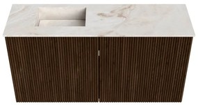 Mondiaz Joya DLux 80cm toiletmeubel walnut met wastafel faye links zonder kraangat frappe