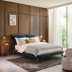 Fluwelen 2-persoons bed, Aurore, ontwerp Emmanuel Gallina