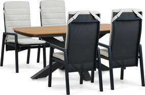 Tuinset 4 personen 180 cm Aluminium Grijs Lifestyle Garden Furniture Vivaro/Camila