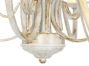 Kroonluchter wit plissé crème klemkap 5-lichts - Giuseppe