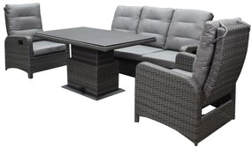 Showroommodel Hanoi stoel bank dining loungeset 4 delig verstelbare tafel antraciet