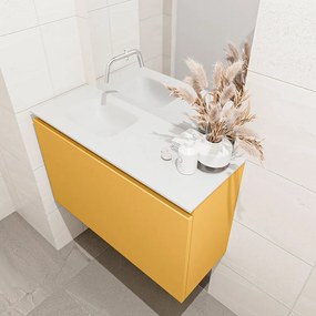 Mondiaz Olan 80cm toiletmeubel ocher met wastafel talc links geen kraangat