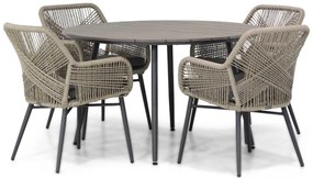 Tuinset Ronde Tuintafel 4 personen 125 cm Rope Taupe Lifestyle Garden Furniture Advance/Matale