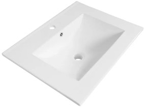 Brauer Frost Meubelwastafel - 61x46x2cm - overloop - 1 wasbak midden - 1 kraangat - keramiek - wit WT-FR601HW