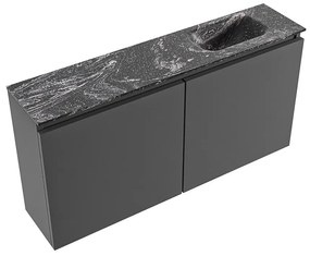 Mondiaz Ture DLux toiletmeubel 100cm dark grey met wastafel lava rechts zonder kraangat