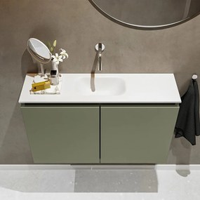 Mondiaz Ture 80cm toiletmeubel army met wastafel talc midden geen kraangat