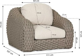 Stoel en Bank Loungeset 5 personen Rope Taupe  Santika Furniture Santika