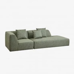 Modulaire Hoekbank Van 2 Delen Met Rechter Chaise Longue, Bekleed Cardea Bouclé Saliegroen - Sklum