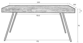 Bodio Suri Eettafel Van Gerecycled Teak Hout 180 X 90 Cm - 180 X 90cm.