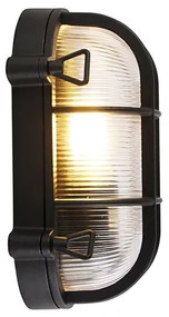 Industriële wand- en plafondlamp zwart ovaal IP44 - Noutica