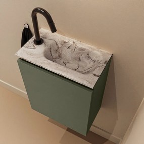 Mondiaz Ture DLux toiletmeubel 40cm army met wastafel glace rechts met kraangat